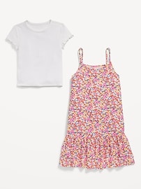 View large product image 4 of 4. Sleeveless Ruffled-Hem Dress and T-Shirt Set for Girls