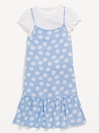 View large product image 3 of 4. Sleeveless Ruffled-Hem Dress and T-Shirt Set for Girls