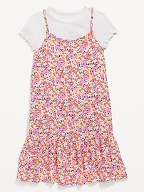 View large product image 3 of 4. Sleeveless Ruffled-Hem Dress and T-Shirt Set for Girls