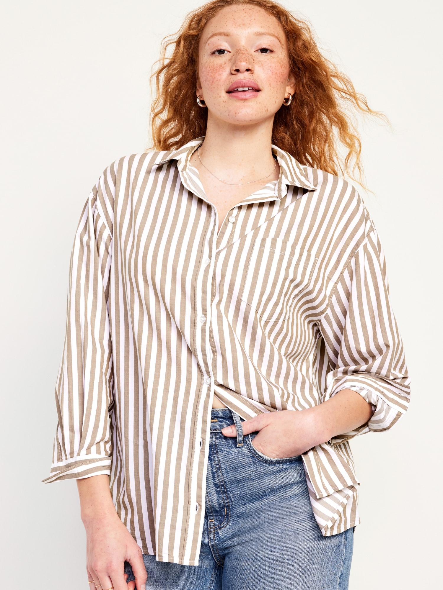 Oversized Button-Down Boyfriend Shirt