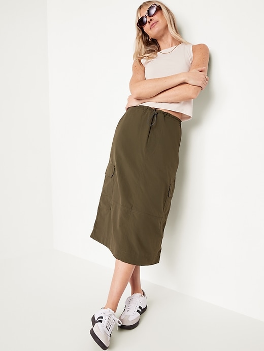 Image number 3 showing, High-Waisted Utility Midi Skirt