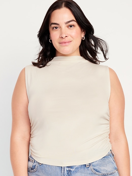 Image number 7 showing, Mock-Neck Ruched Tank Top