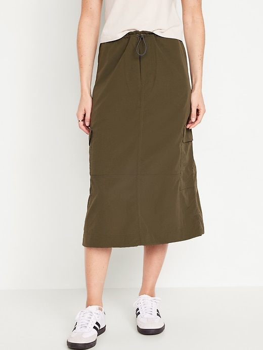 Image number 1 showing, High-Waisted Utility Midi Skirt