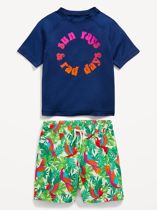 View large product image 2 of 3. Graphic Rashguard Swim Top & Trunks for Toddler Boys