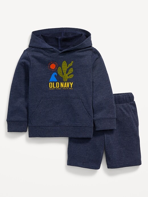 View large product image 1 of 2. Logo-Graphic Hoodie and Shorts Set for Toddler Boys