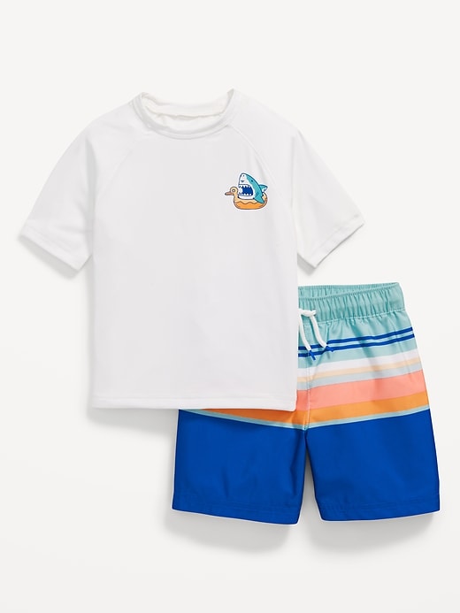 View large product image 1 of 2. Graphic Rashguard Swim Top & Trunks for Toddler Boys