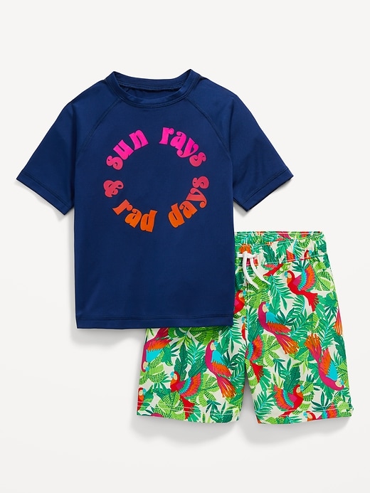 View large product image 1 of 3. Graphic Rashguard Swim Top & Trunks for Toddler Boys