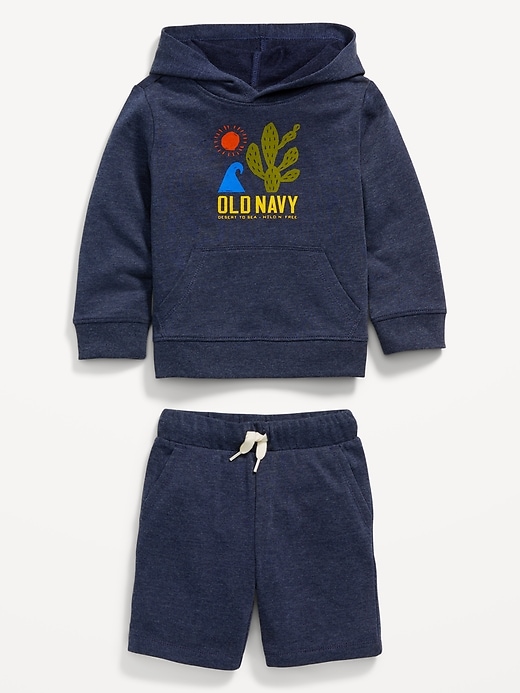 View large product image 2 of 2. Logo-Graphic Hoodie and Shorts Set for Toddler Boys