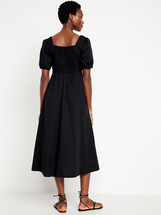 Image number 2 showing, Puff-Sleeve Midi Swing Dress