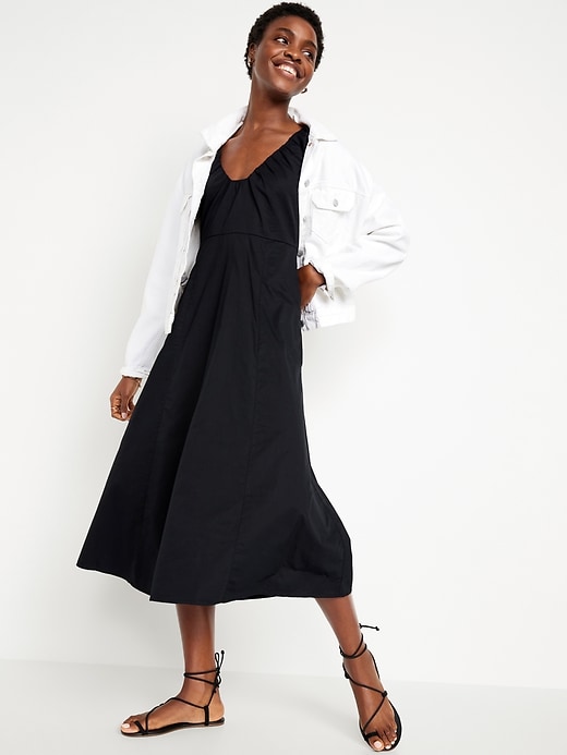 Image number 3 showing, Puff-Sleeve Midi Swing Dress