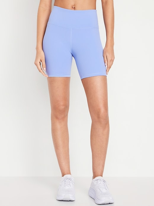 Image number 1 showing, High-Waisted PowerSoft Biker Shorts -- 6-inch inseam