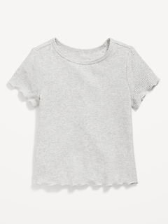 Short-Sleeve Lettuce-Edge T-Shirt for Toddler Girls