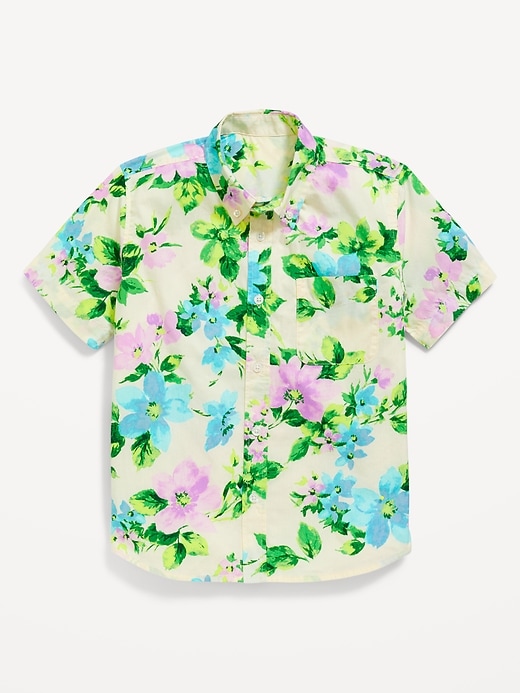 View large product image 2 of 4. Short-Sleeve Printed Poplin Shirt for Boys