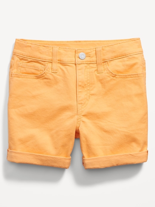 High-Waisted Roll-Cuffed Jean Midi Shorts for Girls