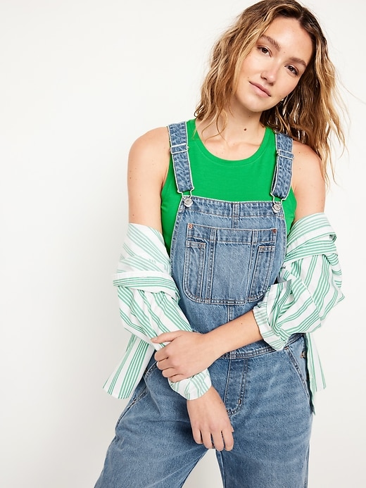 Image number 3 showing, Baggy Wide-Leg Jean Overalls