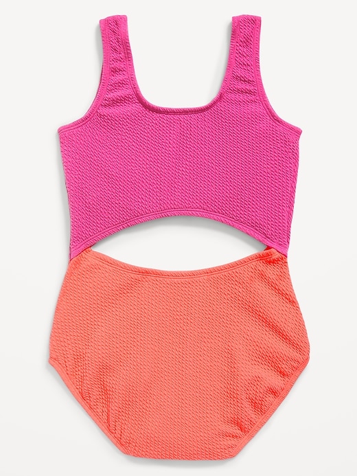 View large product image 2 of 3. Color-Block Cutout One-Piece Swimsuit for Girls