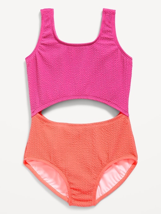 View large product image 1 of 3. Color-Block Cutout One-Piece Swimsuit for Girls