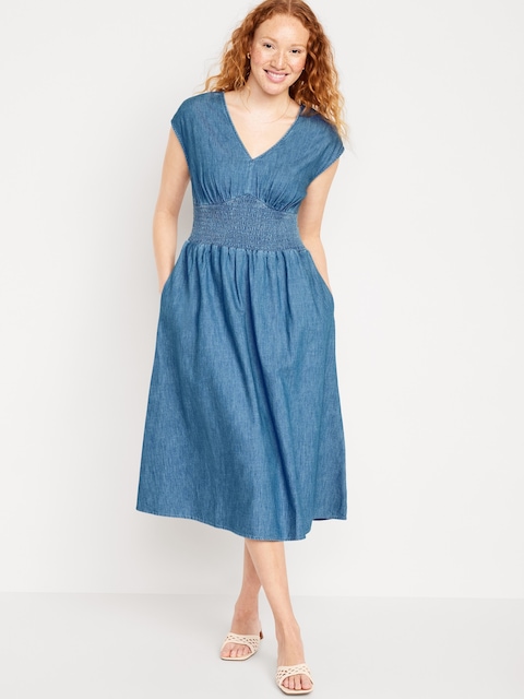Waist-Defined Midi Dress