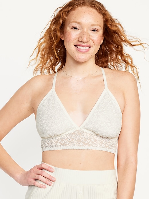 View large product image 1 of 8. Lace Longline Racerback Bralette