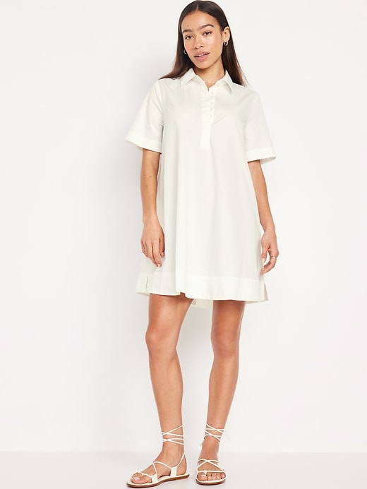 Image number 1 showing, Short-Sleeve Mini Shirt Dress