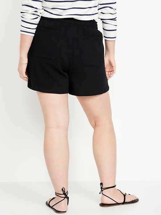 Image number 6 showing, High-Waisted Crinkle Gauze Shorts -- 5-inch inseam