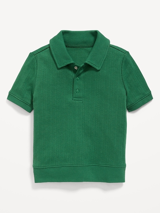 View large product image 1 of 2. Snap-Button Pointelle-Knit Polo Shirt for Toddler Boys