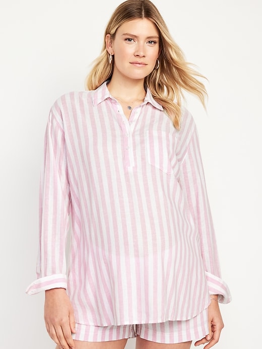 Image number 1 showing, Maternity Boyfriend Popover Shirt