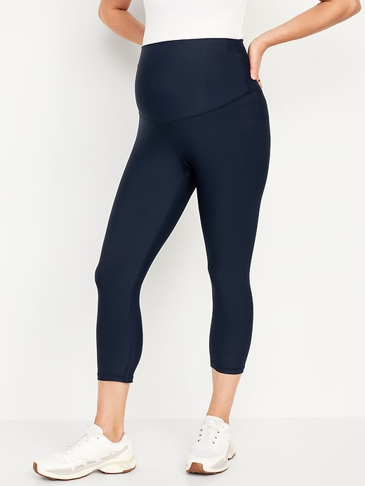 Image number 1 showing, Maternity Full-Panel PowerSoft Crop Leggings