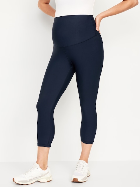 Maternity Full-Panel PowerSoft Crop Leggings - Navy