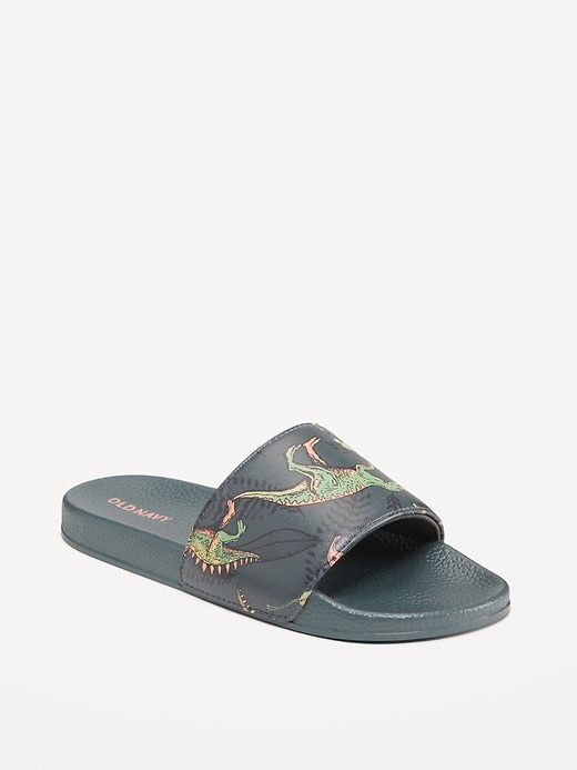 View large product image 1 of 1. Printed Faux-Leather Pool Slide Sandals for Boys