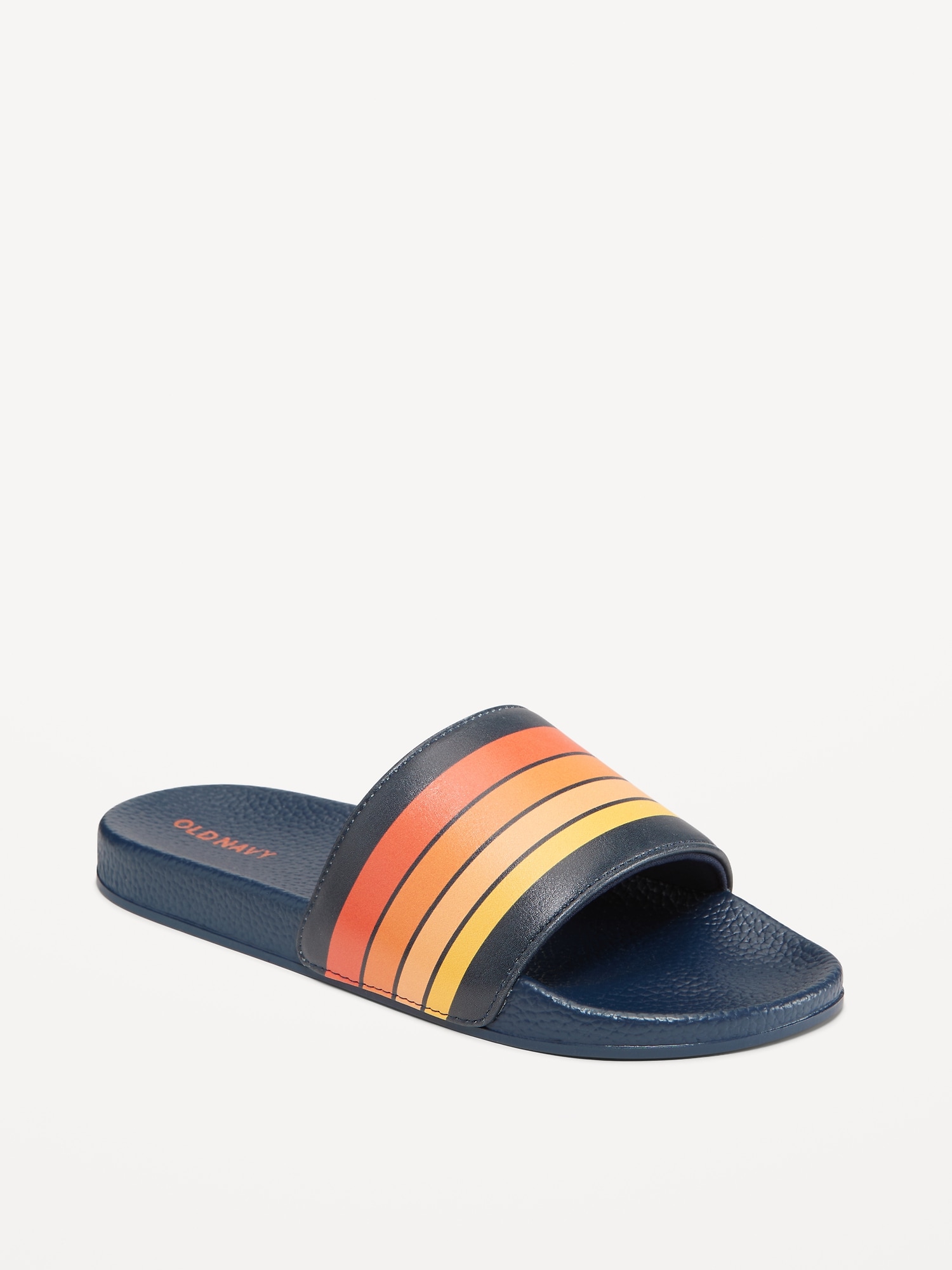Printed Faux-Leather Pool Slide Sandals for Boys