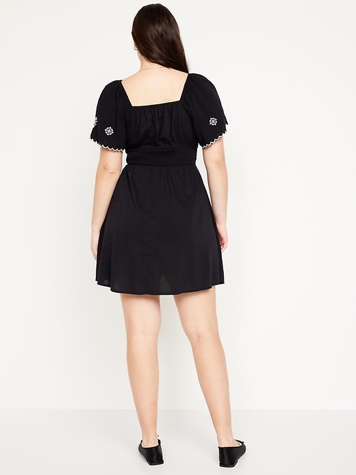 Image number 5 showing, Waist-Defined Flutter-Sleeve Mini Dress