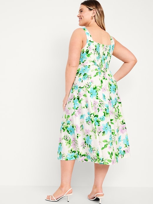 Image number 7 showing, Fit & Flare Linen-Blend Midi Dress