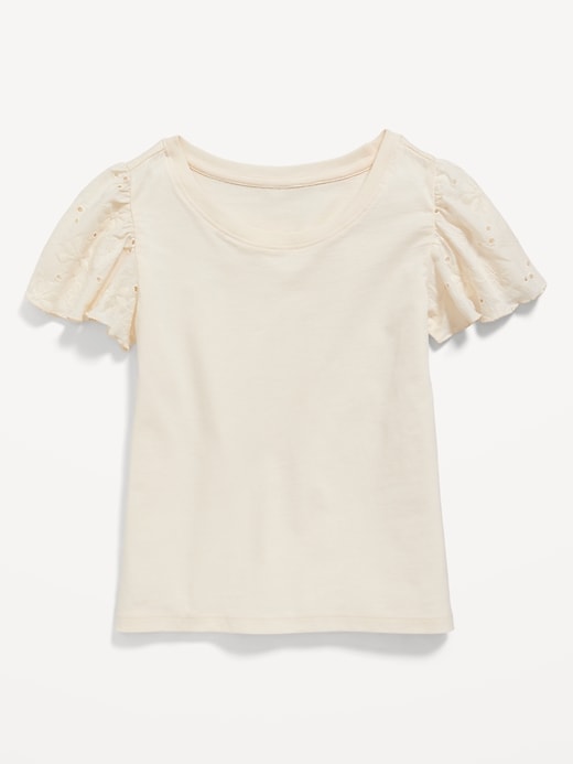 Flutter-Sleeve Embroidered Eyelet Top for Girls | Old Navy