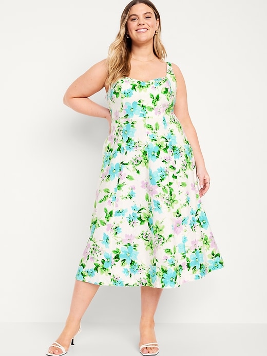 Image number 6 showing, Fit & Flare Linen-Blend Midi Dress