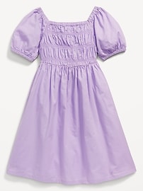 View large product image 3 of 3. Printed Puff-Sleeve Smocked Dress for Girls