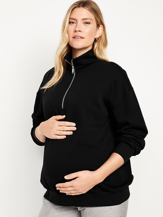 Image number 1 showing, Maternity 1/2-Zip Pullover Tunic