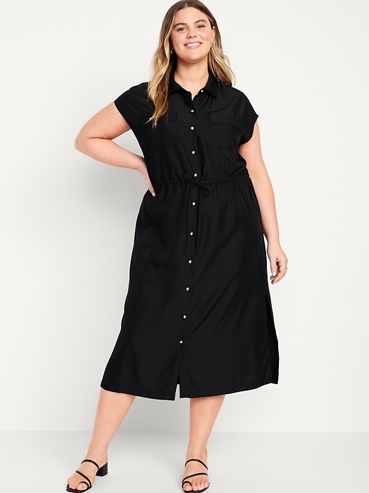 Image number 6 showing, Waist-Defined Utility Midi Shirt Dress