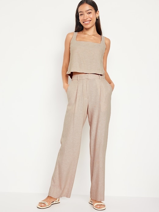 Image number 3 showing, Extra High-Waisted Linen-Blend Wide-Leg Taylor Pants