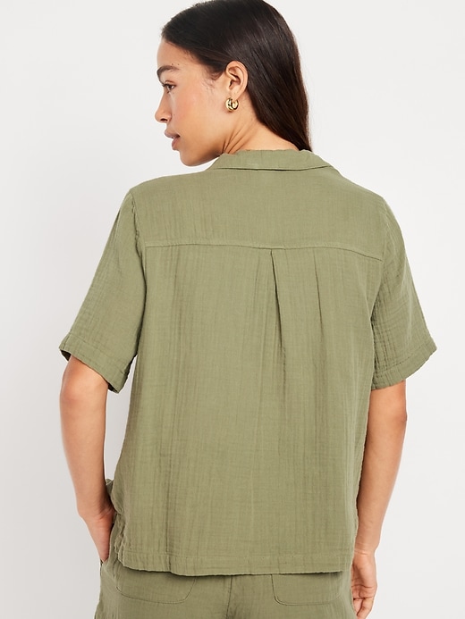 Image number 2 showing, Crinkle Gauze Button-Down Top