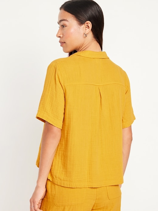 Image number 7 showing, Crinkle Gauze Button-Down Top