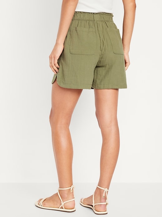 Image number 2 showing, High-Waisted Crinkle Gauze Shorts -- 5-inch inseam