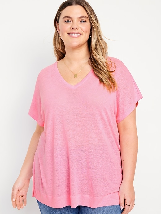 Image number 7 showing, Oversized Linen-Blend Tunic T-Shirt