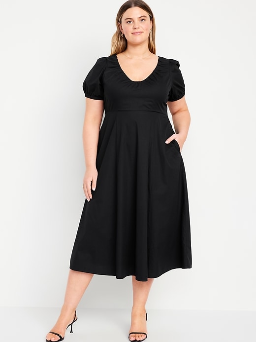 Image number 6 showing, Puff-Sleeve Midi Swing Dress