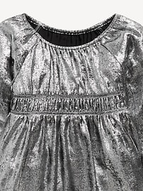 View large product image 3 of 3. Long-Sleeve Metallic-Silver Dress for Toddler Girls