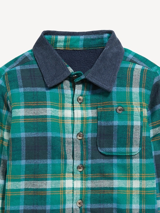 View large product image 2 of 2. Cozy Flannel Microfleece-Lined Pocket Shirt for Toddler Boys