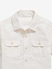 View large product image 3 of 3. Short-Sleeve Linen-Blend Utility Pocket Shirt for Toddler Boys