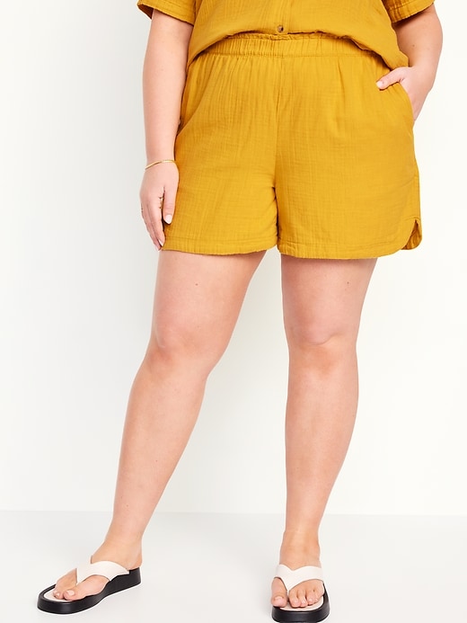 Image number 7 showing, High-Waisted Crinkle Gauze Shorts -- 5-inch inseam