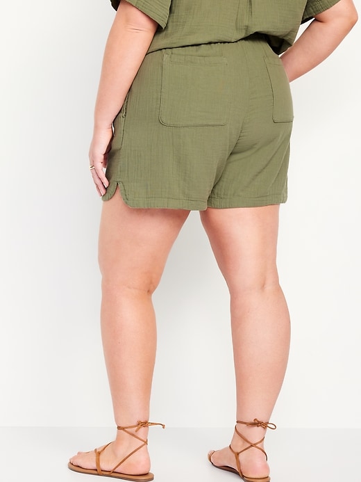 Image number 8 showing, High-Waisted Crinkle Gauze Shorts -- 5-inch inseam