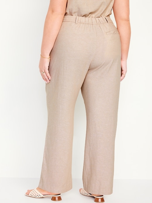 Image number 8 showing, Extra High-Waisted Linen-Blend Wide-Leg Taylor Pants